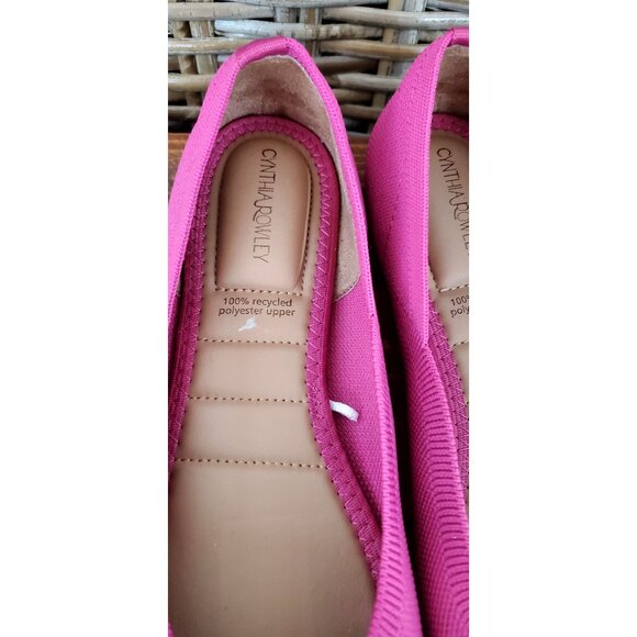Cynthia Rowley Pink Pointed Toe Flats Shoes Recycled Fabric Size 6.5 - Picture 2 of 13